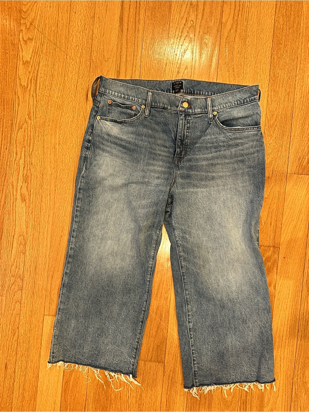 J.Crew High Rise Wide Leg Cropped Jeans Raw Hem